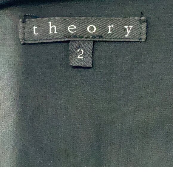 $335 THEORY Balbina Drapey Wool-Blend Dress with Ruching Detail. Size 2. - Picture 5 of 8